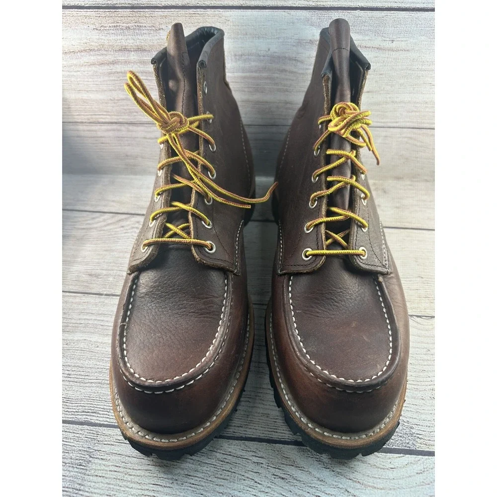 Red Wing Shoes Men's Brown 8146 Moc Toe Lace Up Leather Work Boots Size 11.5 EE